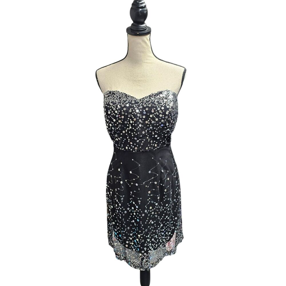 Vintage Trixxi Womens Sequin Dress Size 13 Sweetheart Neck Y2K Whimsigoth HOCO